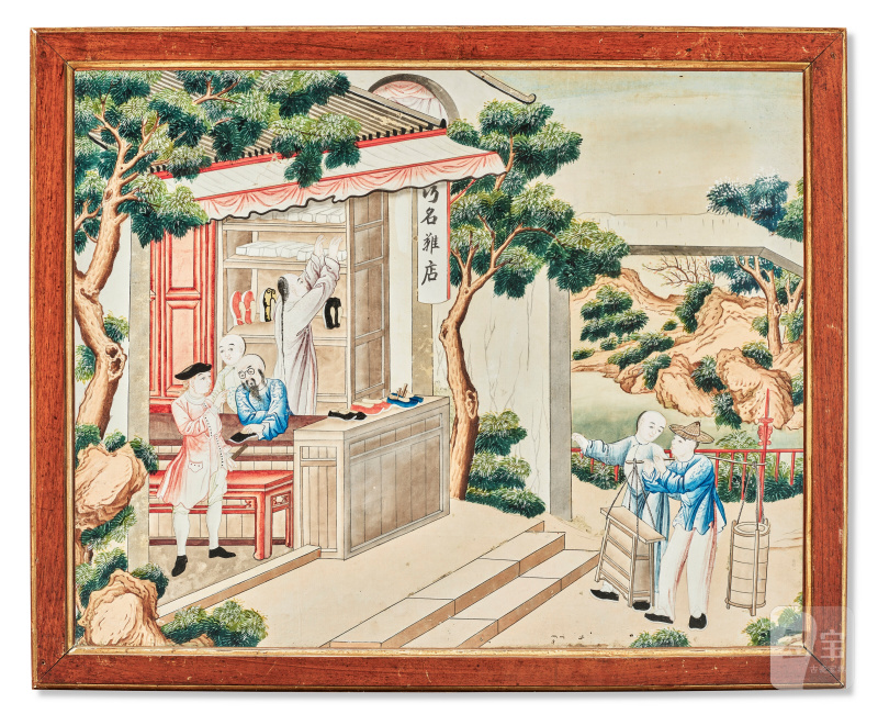 清十八/十九世紀 外銷市井商館畫 設色紙本 鏡框  CHINA, QING DYNASTY, 18TH-19TH CENTURY - 图4